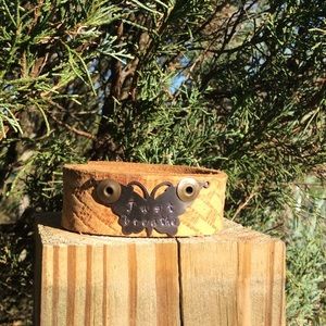 Leather hand stamped cuff-bracelet